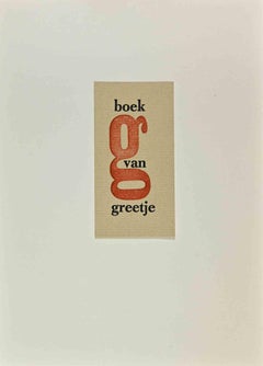   Ex Libris - Boek van Greetje - Woodcut - Mid-20th Century
