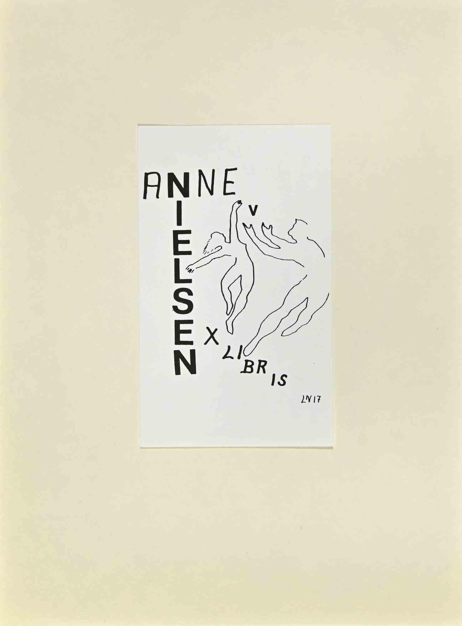  Ex Libris - Anne Nielsen - Woodcut - Mid-20th Century