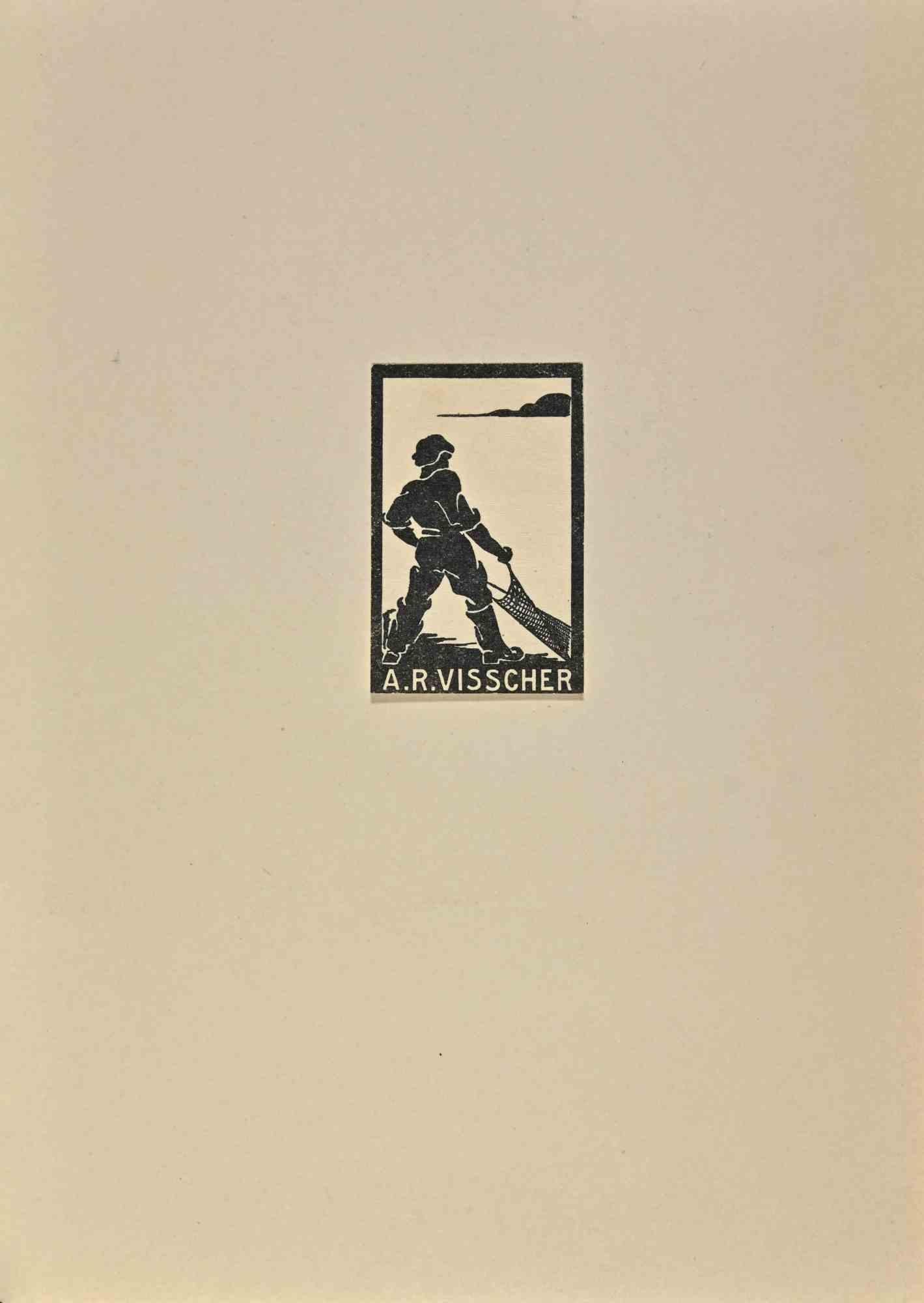  Ex Libris - A. R. Visscher - Holzschnitt - Mitte des 20. Jahrhunderts – Art von Unknown