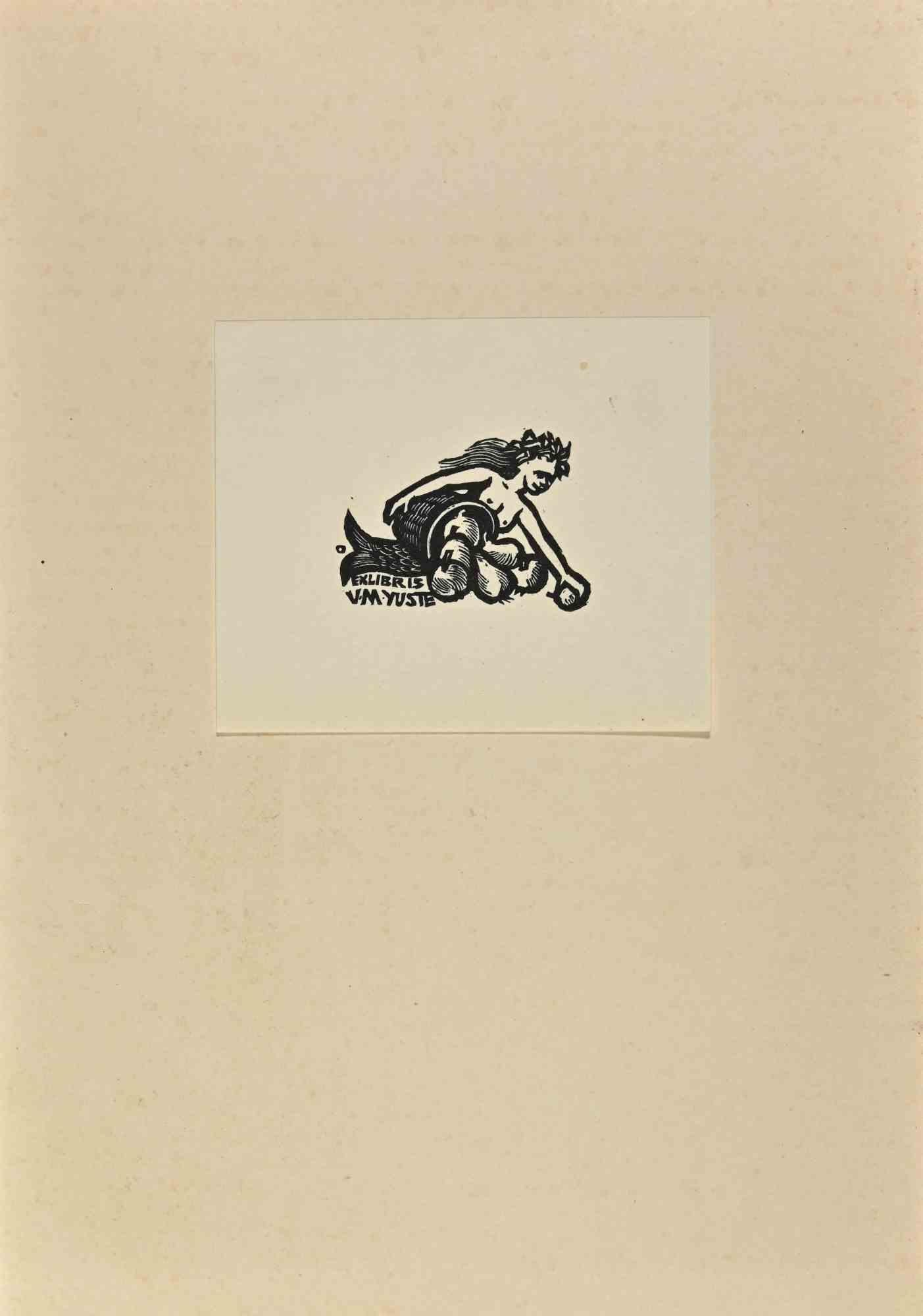  Ex Libris - V. Martinez Yuste - Holzschnitt - Mitte des 20. Jahrhunderts – Art von Unknown