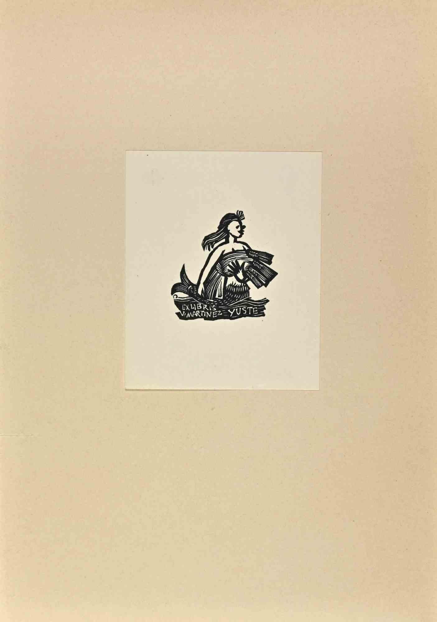   Ex Libris - V. Martinez Yuste - Holzschnitt - Mitte des 20. Jahrhunderts – Art von Unknown
