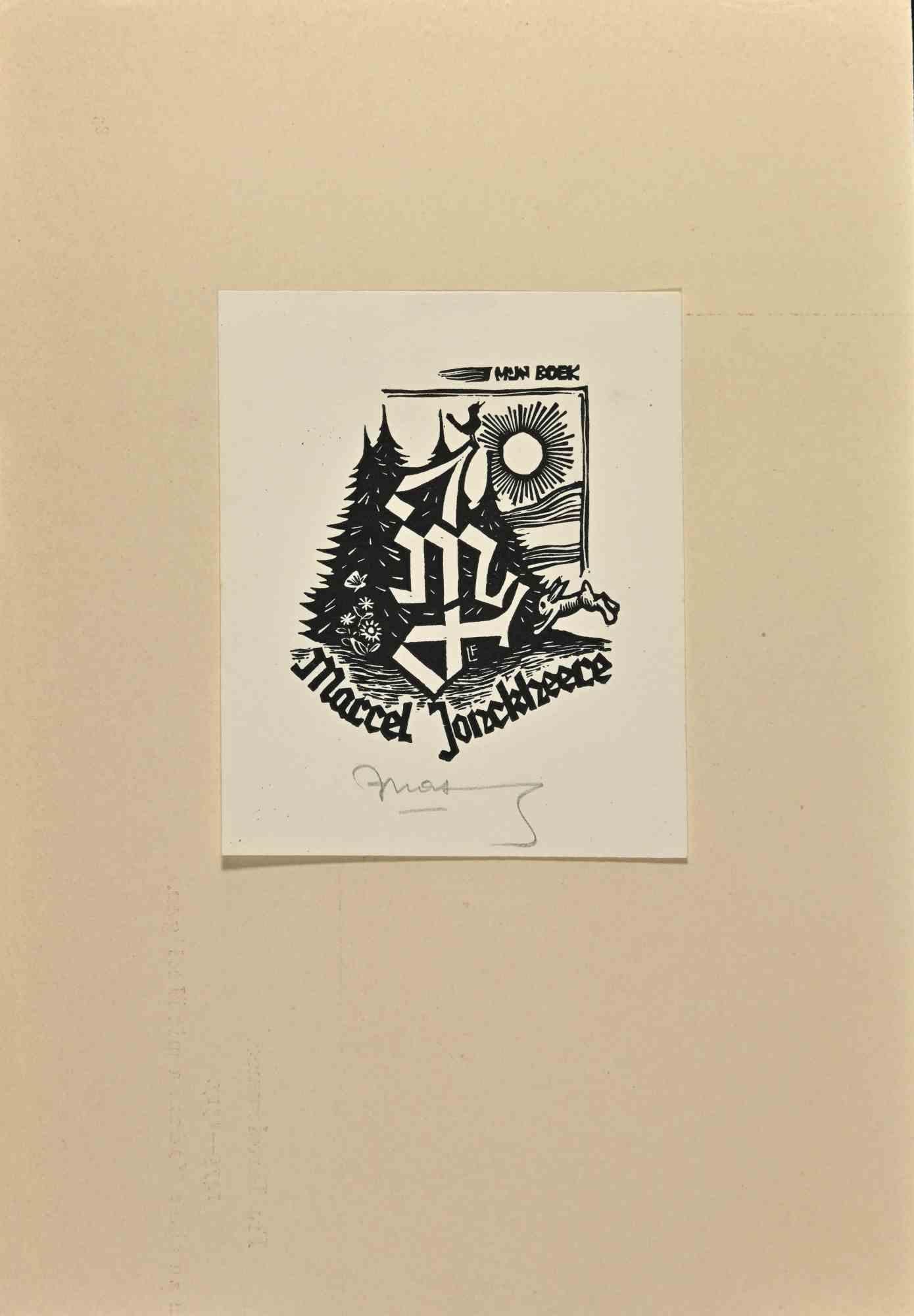  Ex Libris - Maccel Jonckheece - Holzschnitt - Mitte des 20. Jahrhunderts – Art von Unknown