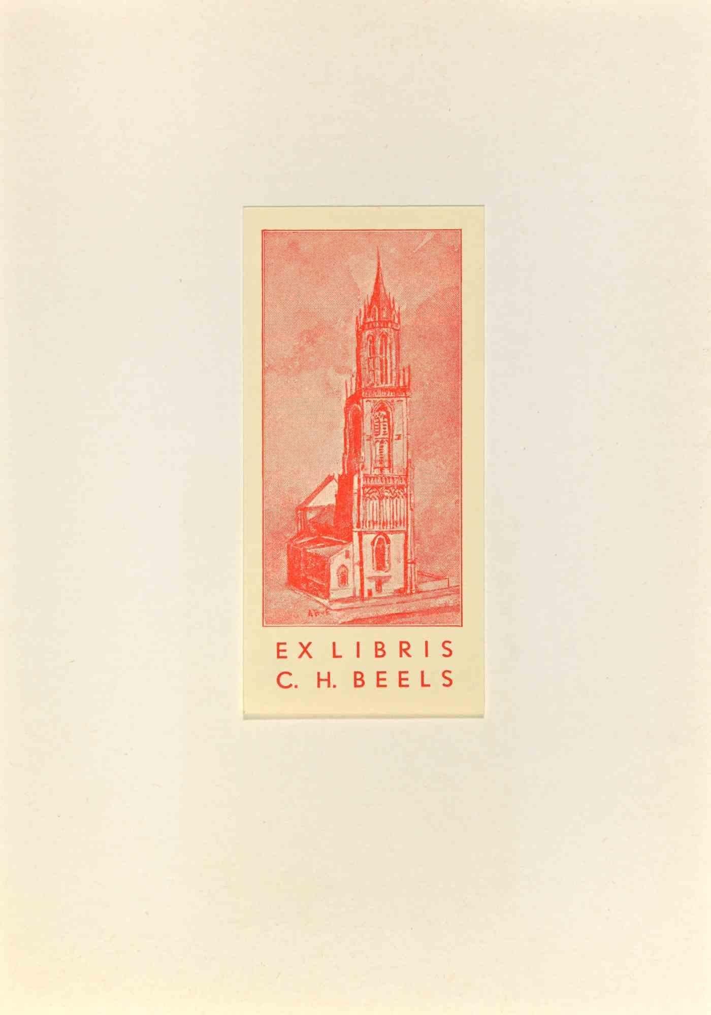  Ex Libris - C.H.  Beels – Holzschnitt – Mitte des 20. Jahrhunderts – Art von Unknown