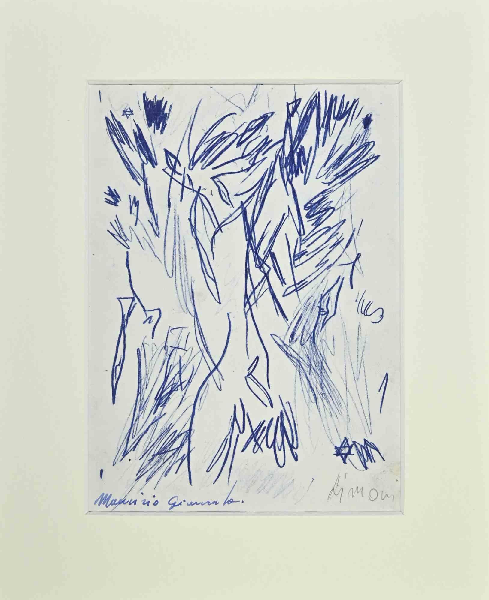 Composition is an artwork realized  in the Mid-20th Century by Giancarlo Limoni.

Drawing in China ink. 

The artwork is in good conditions .

The artwork is depicted skillfully through confident strokes with a dynamic composition.