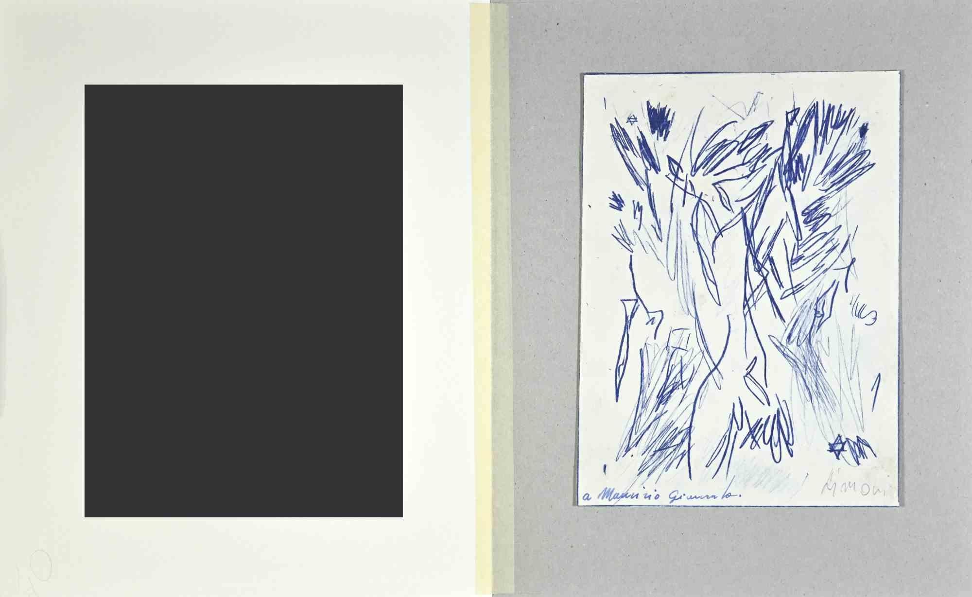 Composition  -  Drawing by Giancarlo Limoni - 1970s For Sale 1
