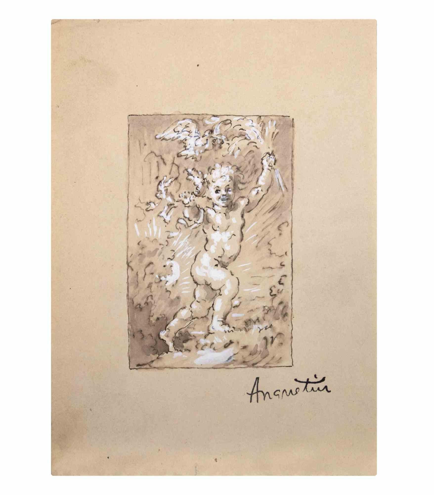 Der Engel ist eine Zeichnung, die Anfang des 20. Jahrhunderts von Louis Anquetin (1861-1932) angefertigt wurde.

Tusche, Aquarell und Bleiweiß auf Papier.

Handsigniert auf der Unterseite.

Guter Zustand mit leichten Stockflecken.
