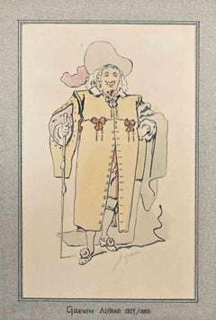 Portrait of Gentleman - Drawing by Alfred Grevin - Late 19th Century