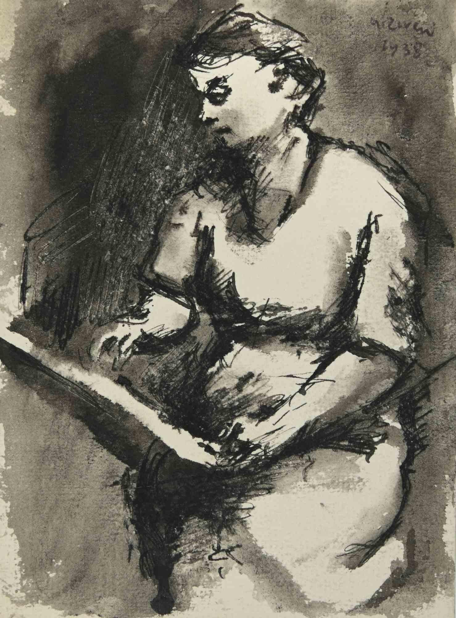 Peintre - dessin d'Alberto Ziveri - 1938