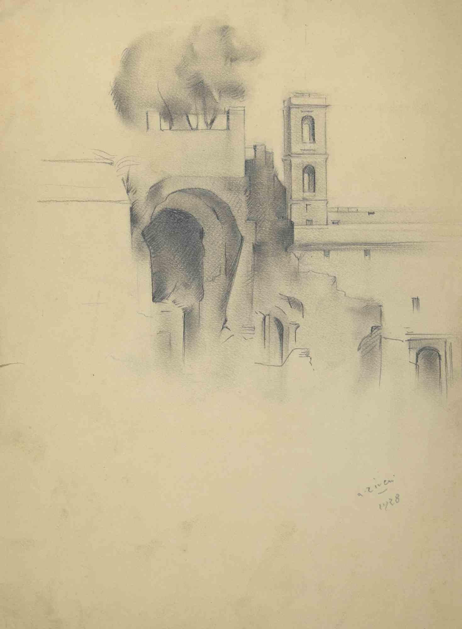 Arch Architecture is a drawing realized by Alberto Ziveri in 1928.

Pencil on paper.

Hand-signed.

In good conditions.

