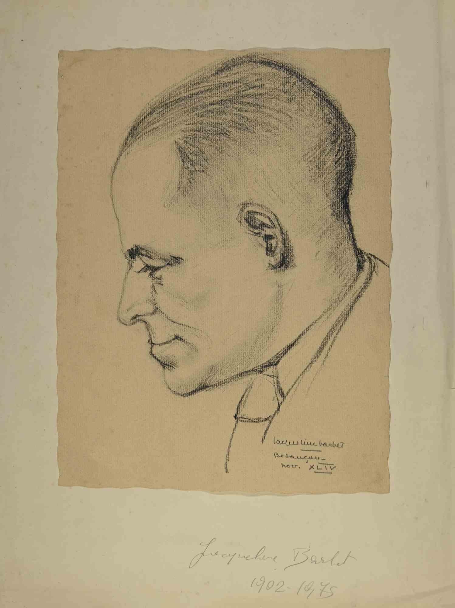 Portrait of a Man - Drawing by Jacqueline Barbet - 1944