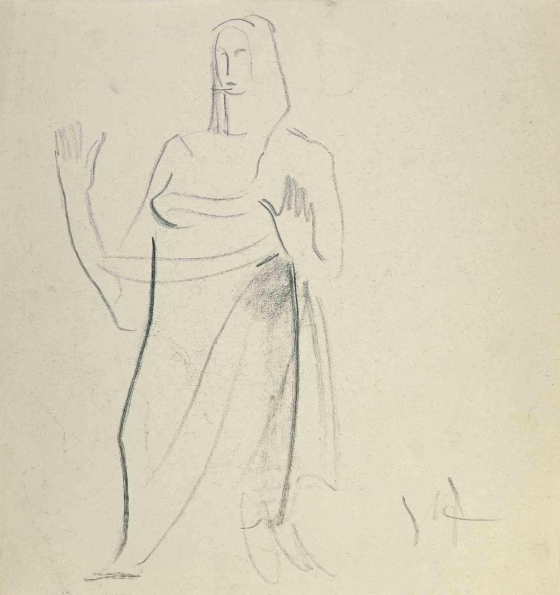 The Woman - Drawing by L. B. Saint-André - Mid 20th Century