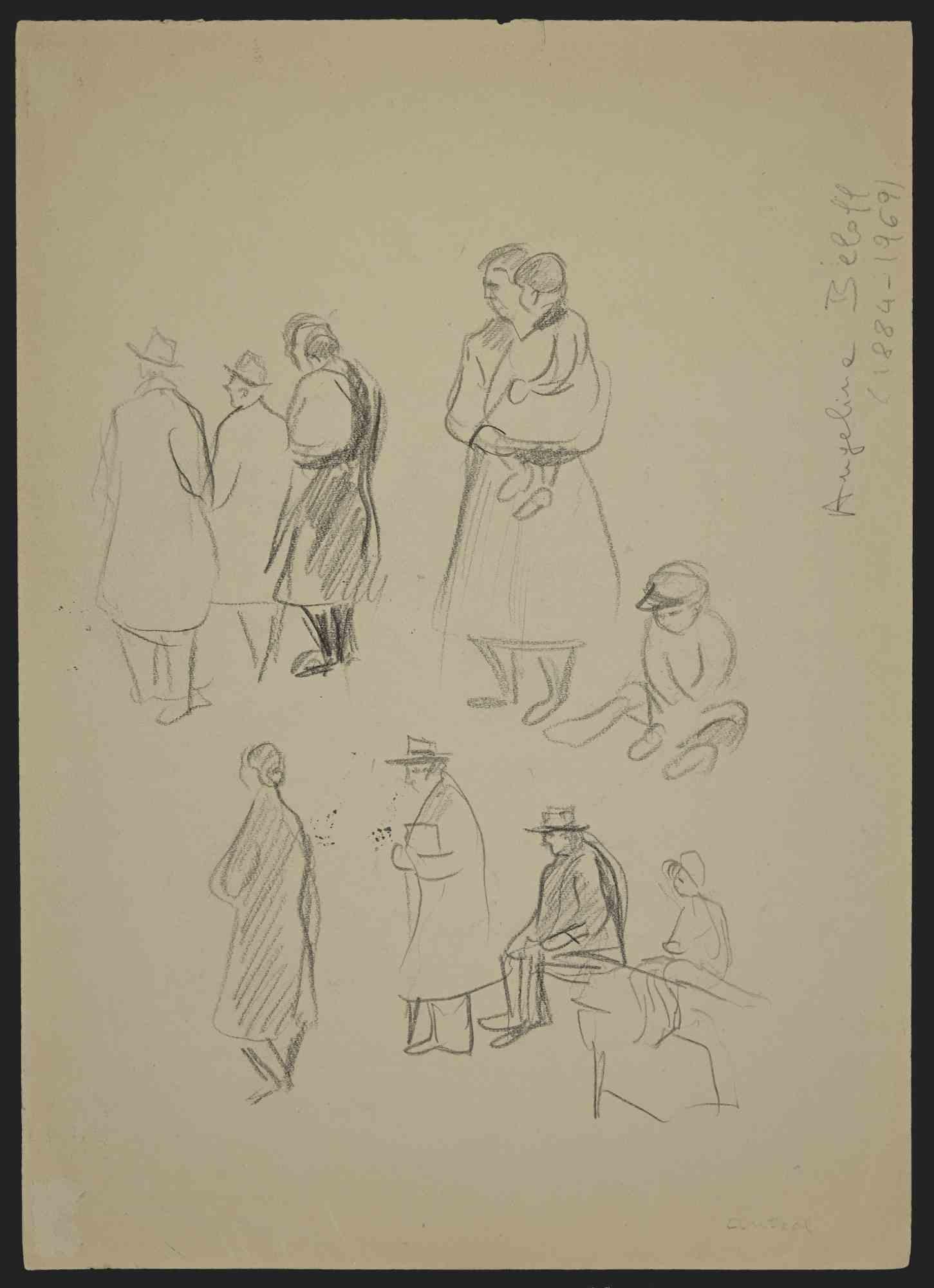 The Expectation - Drawing by Angelina Beloff - Early-20th century For Sale 1