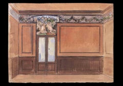 Antique Roman Fresco Interior -  Drawing -  The Early 20th Century