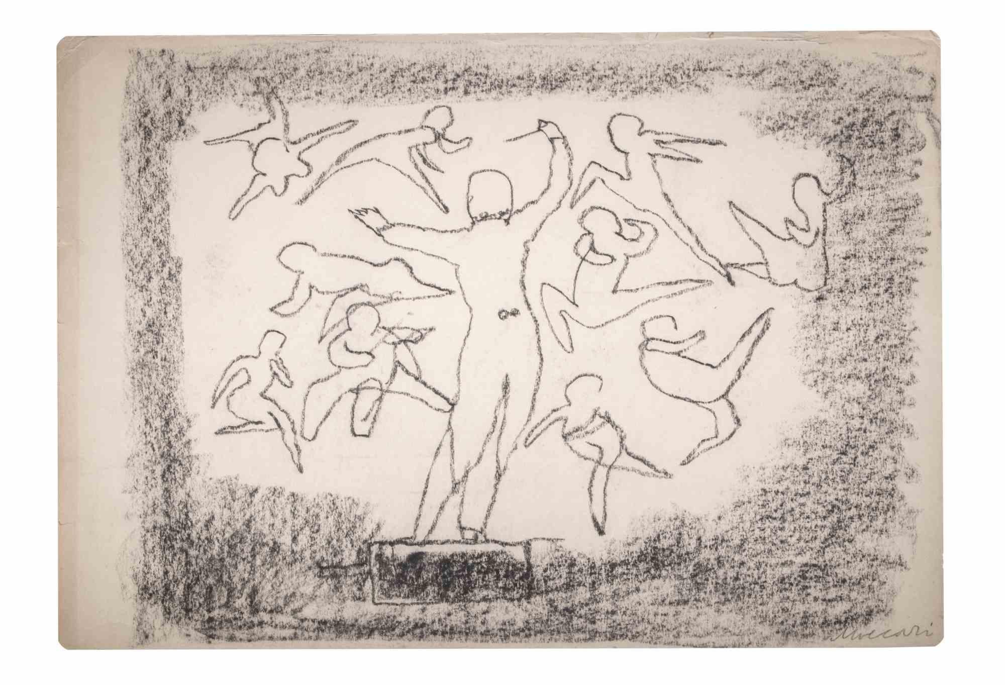 Orchestra Director  - Drawing by Mino Maccari - 1950s