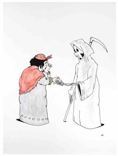 Meeting with Death – Zeichnung von Alexander Dubovsky – 1980er Jahre