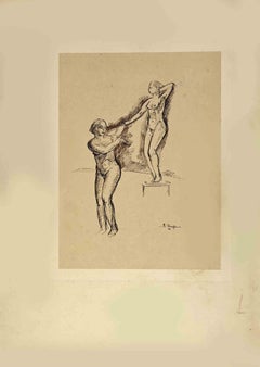 Vintage  Women Nudes - Drawing by G. Riegler. - 1932