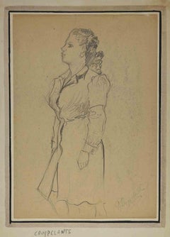 Vintage Portrait of a Woman - Drawing by Roland Cruypelants - 1920s