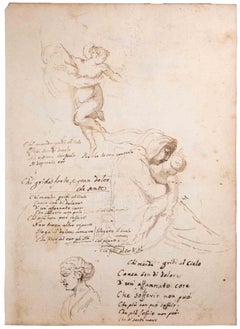 Mutter und Kind – Zeichnung – Zeichnung – spätes 18. Jahrhundert