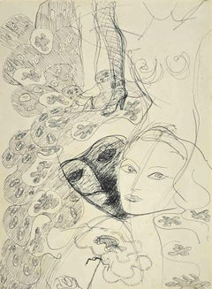 Figuren – Stift auf Papier von Maurice Rouzee – Mitte des 20. Jahrhunderts
