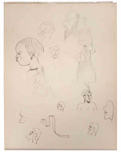 Figuren – Zeichnung von Suzanne Tourte – Mitte des 20. Jahrhunderts