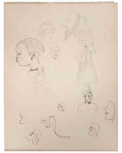 Figures - Dessin de Suzanne Tourte - Milieu du XXe siècle