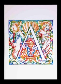 Retro Letter A - Drawing by Simone Vaulpré - Late 20th century