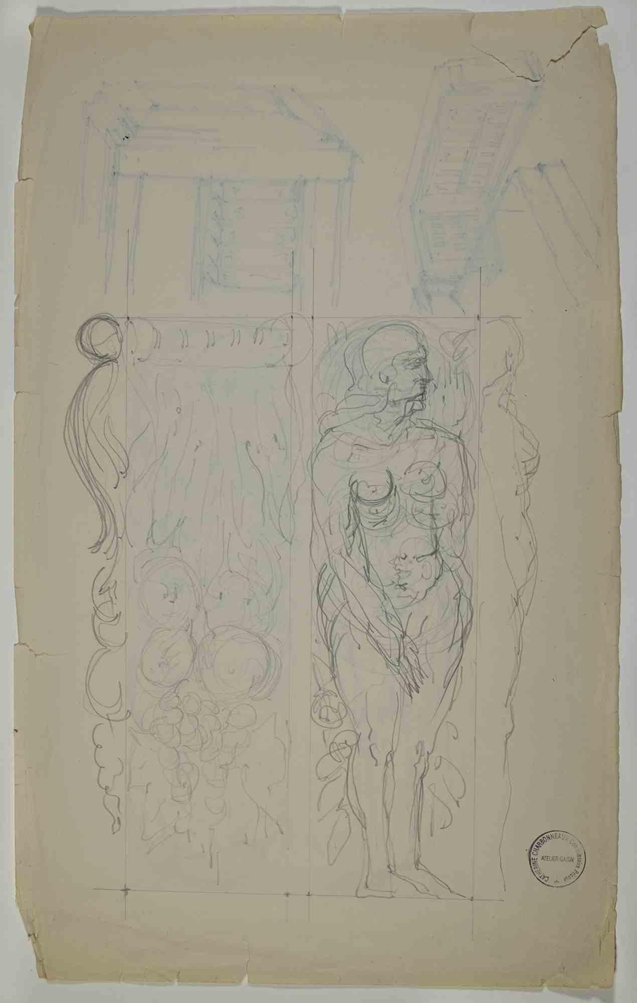 Nude ist eine Zeichnung, die der französische Künstler Paul Garin (Nizza, 1898-1963) in den 1950er Jahren anfertigte.

Bleistift auf Papier, auf der Rückseite handsigniert. Stempel mit schwarzer Tinte in der rechten unteren Ecke: "Catherine