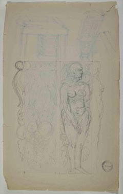 Nackt -  Bleistiftzeichnung von Paul Garin - 1950er Jahre