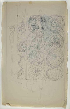 Personnages - Dessin au crayon de Paul Garin - années 1950