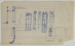 Personnages -  Bleistift- und Stiftzeichnung von Paul Garin – Mitte des 20. Jahrhunderts
