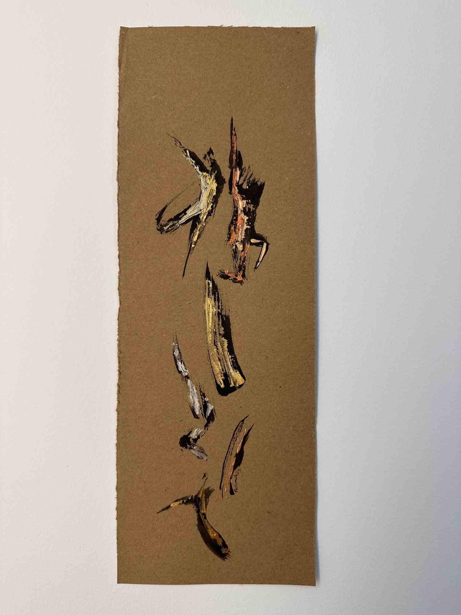 Golden Song of Revolution is a drawing realized by Iranian Painter and Poet Parimah Avani in 2023.

Sumi, Persian ink, and acrylic on kraft paper.

Hand-signed and dated.

Excellent conditions.

From the series "Resistance and Alchemical