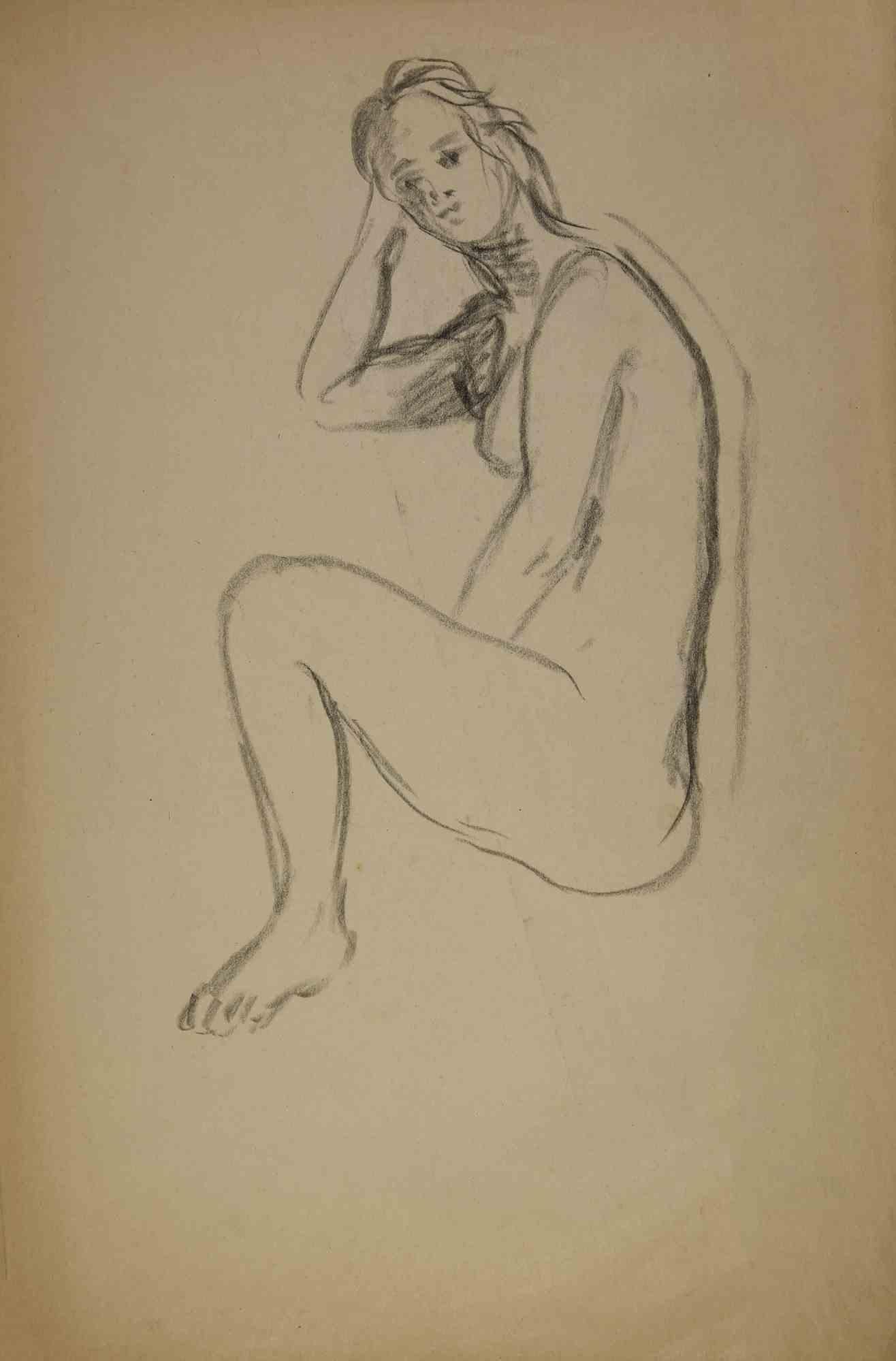 Naked Woman - Drawing by André Meaux Saint-Marc - Early-20th century