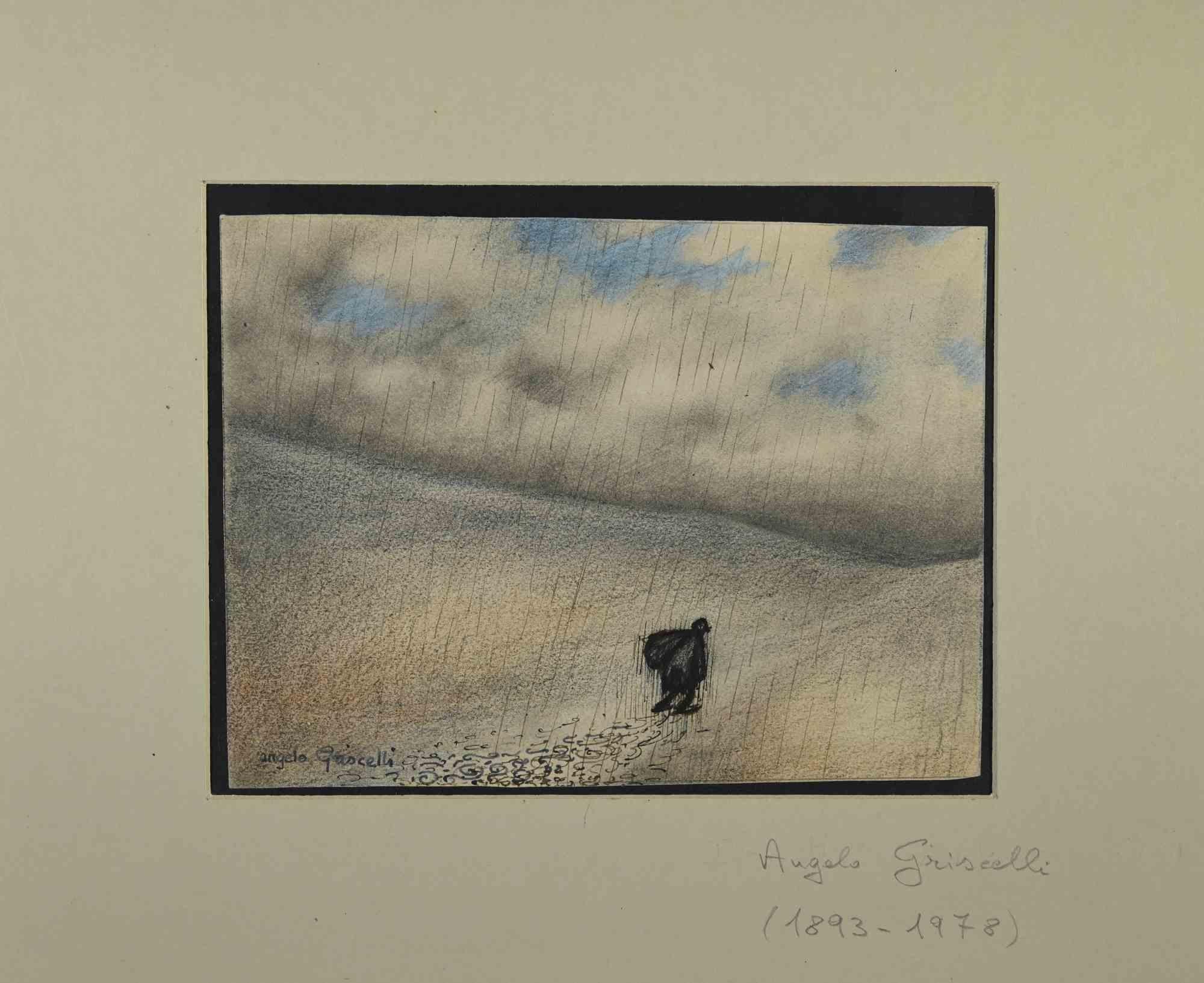 Rainman is an artwork realized by Angelo Griscelli (1893-1978) during the 20th century.

Signed on the center left.

The drawing is glued on a white cardboard.

Good condition.