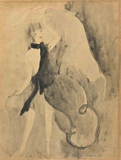 Girl and Horse - Watercolor by Marie Laurencin - 1924