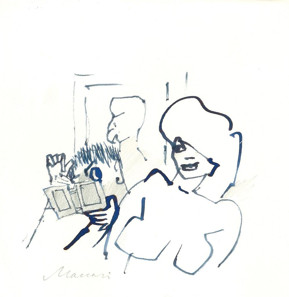 Sex Appeal – Zeichnung von Mino Maccari – 1970er Jahre im Angebot 1