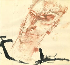 Retro Portrait of Guelfo Bianchini - Drawing by Sergio Barletta - 1959