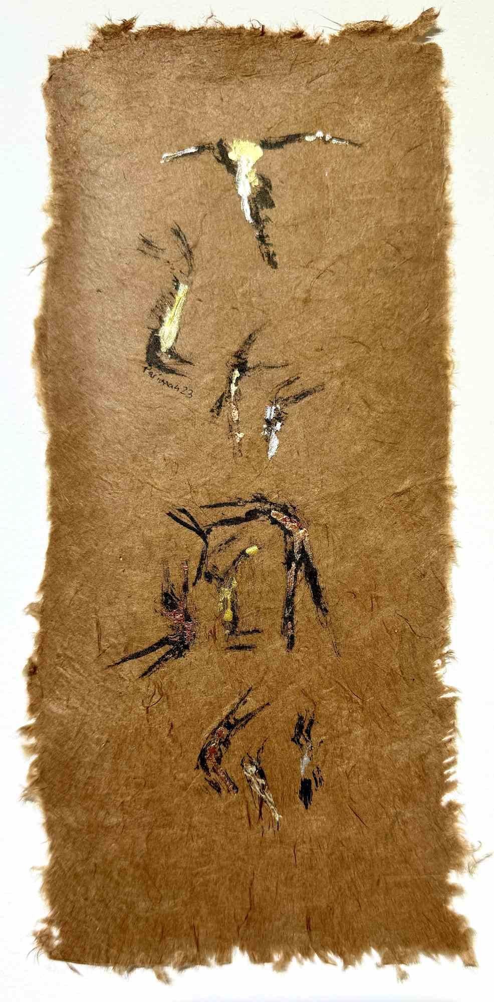 Danse Macabré is a drawing realized by Iranian Painter and Poet Parimah Avani in 2023.

Sumi and Persian ink, and acrylic on traditional Lokta Hymalian paper "Nepali Kagaj".

Hand-signed and dated.

Excellent conditions.

From the series "Resistance
