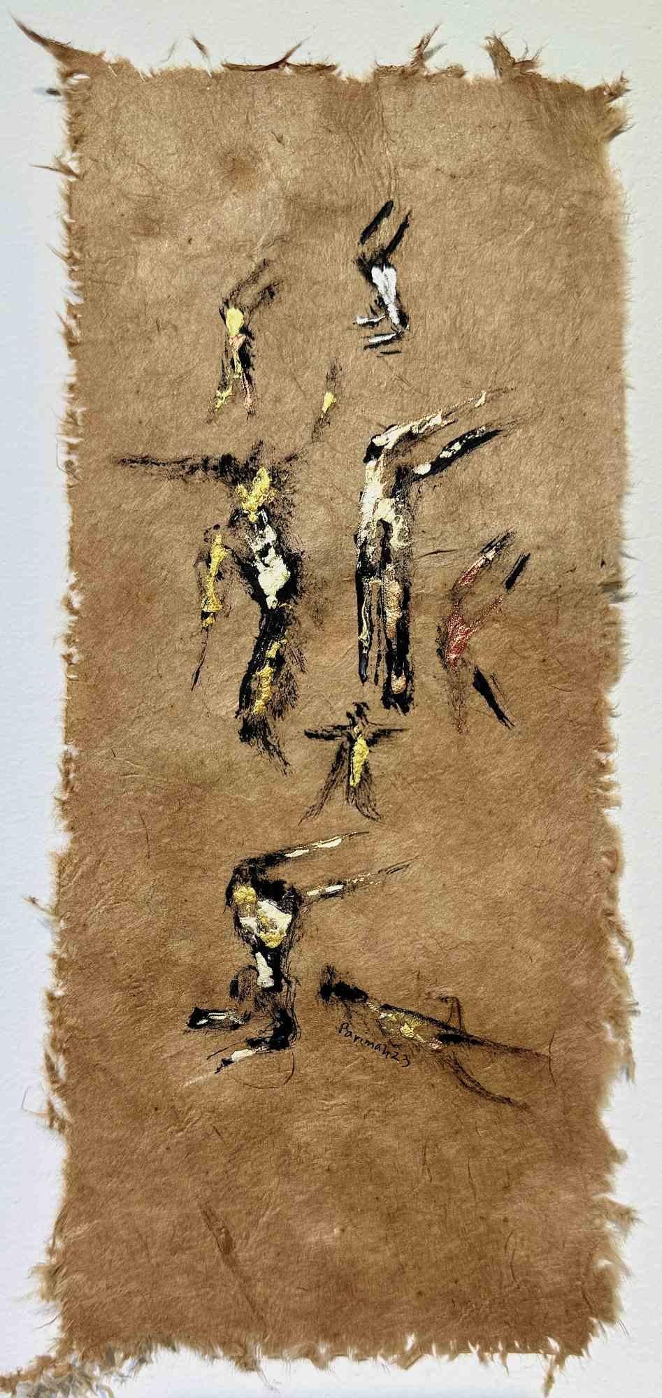 Songs of Putrefaction is a drawing realized by Iranian Painter and Poet Parimah Avani in 2023.

Sumi and Persian ink, and acrylic on traditional Lokta Hymalian paper "Nepali Kagaj".

Hand-signed and dated.

Excellent conditions.

From the series