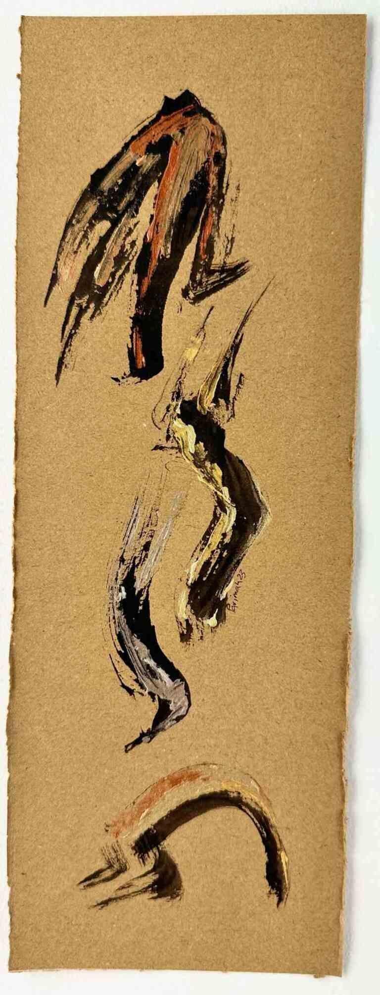 Songs of Prisoners is a drawing realized by Iranian Painter and Poet Parimah Avani in 2023.

Sumi, Persian ink, and acrylic on kraft paper.

Hand-signed and dated.

Excellent conditions.

From the series "Resistance and Alchemical Metals"

The