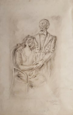 Marital-Porträt – Zeichnung von Alberto Savinio – 1948
