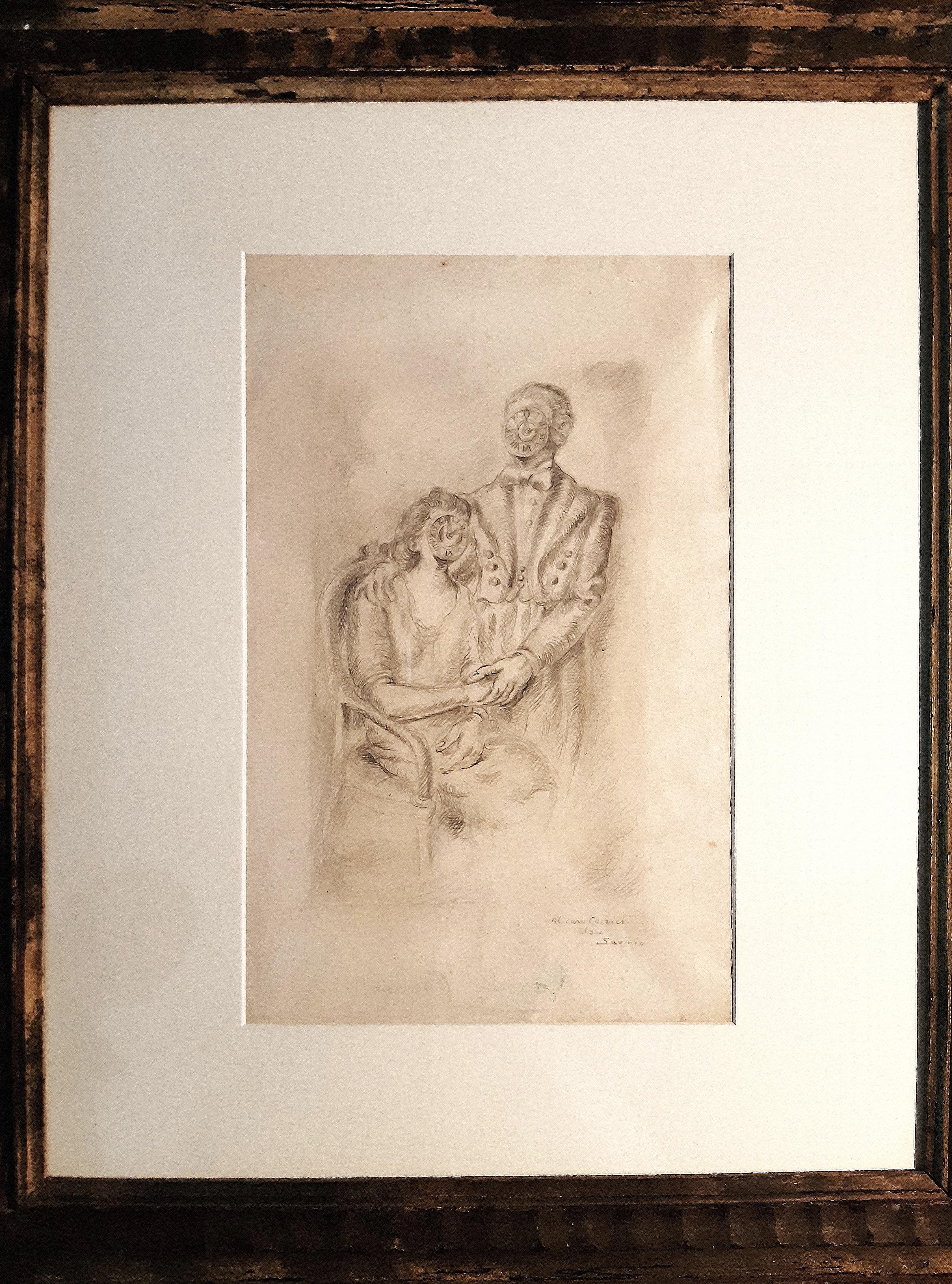 Marital Portrait - Drawing by Alberto Savinio - 1948 For Sale 3