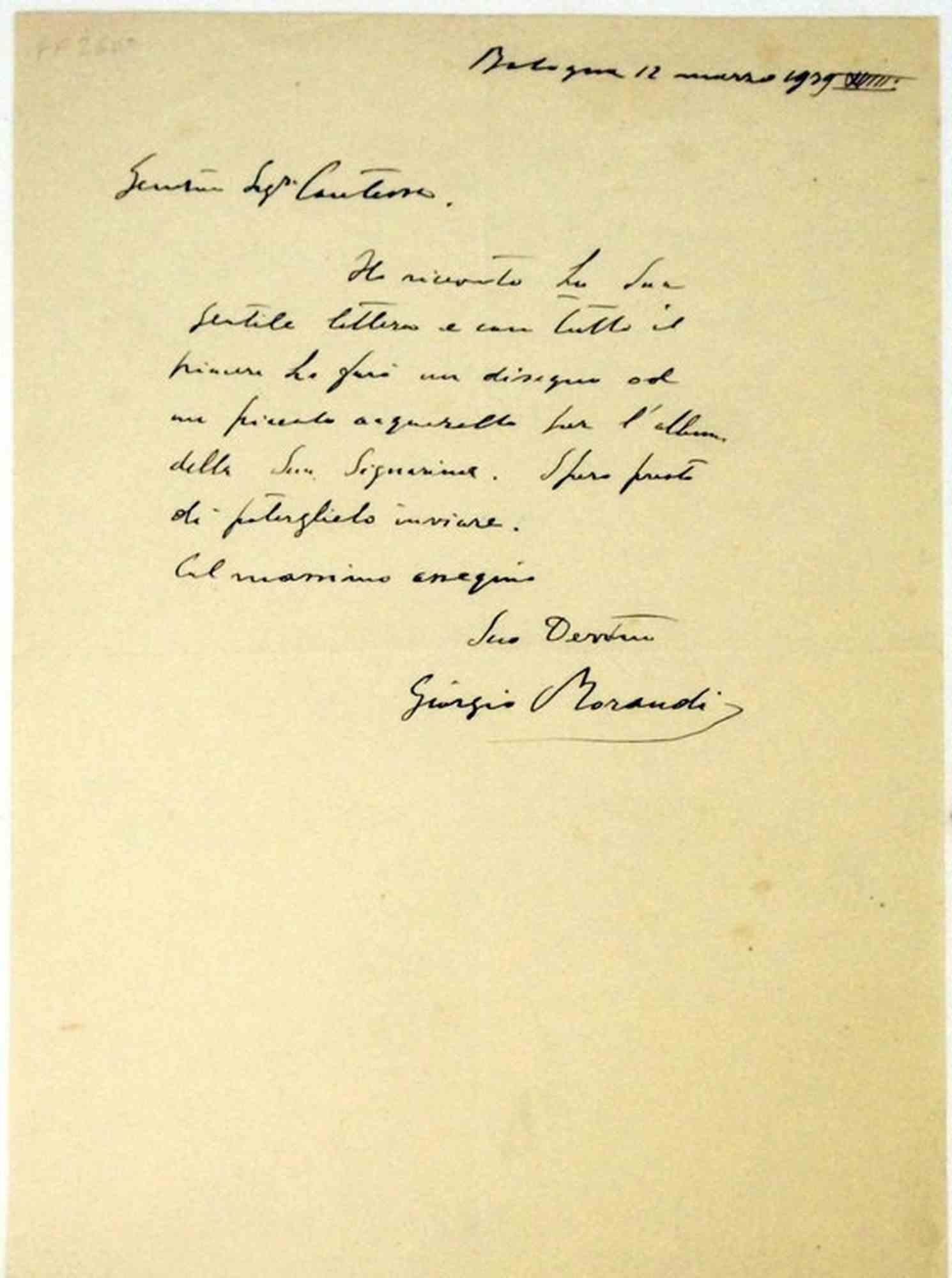 Letter from Giorgio Morandi to Countess Pecci Blunt - 1934