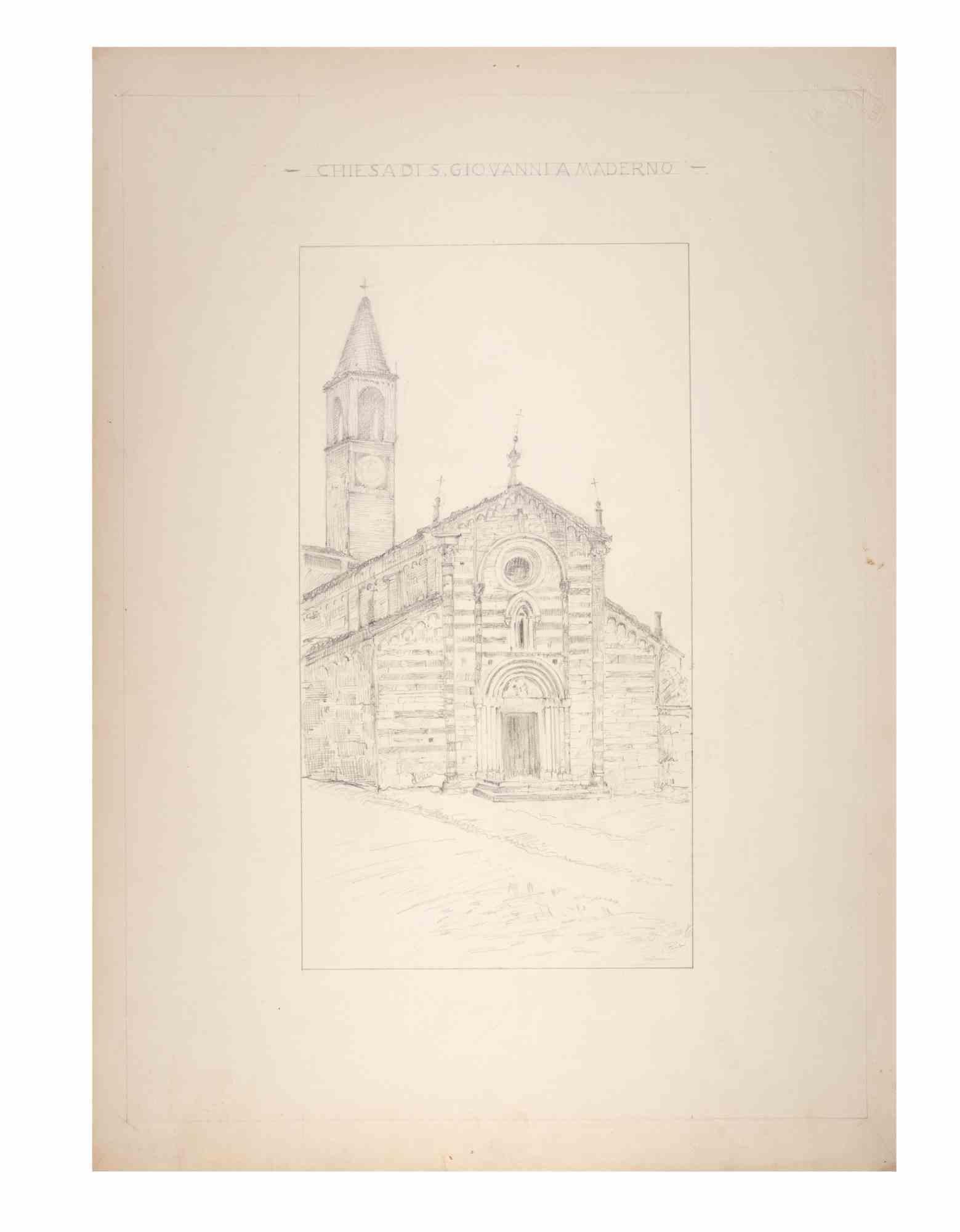 Chiesa di S. Giovanni A. Maderno is an Artwork realized by the Italian Artist Aurelio Mistruzzi in 1905.

Pencil Drawing on paper.

Good conditions.

Aurelio Mistruzzi (1880-1960) studied at the Udine Art School, having classes with the Sculptor De