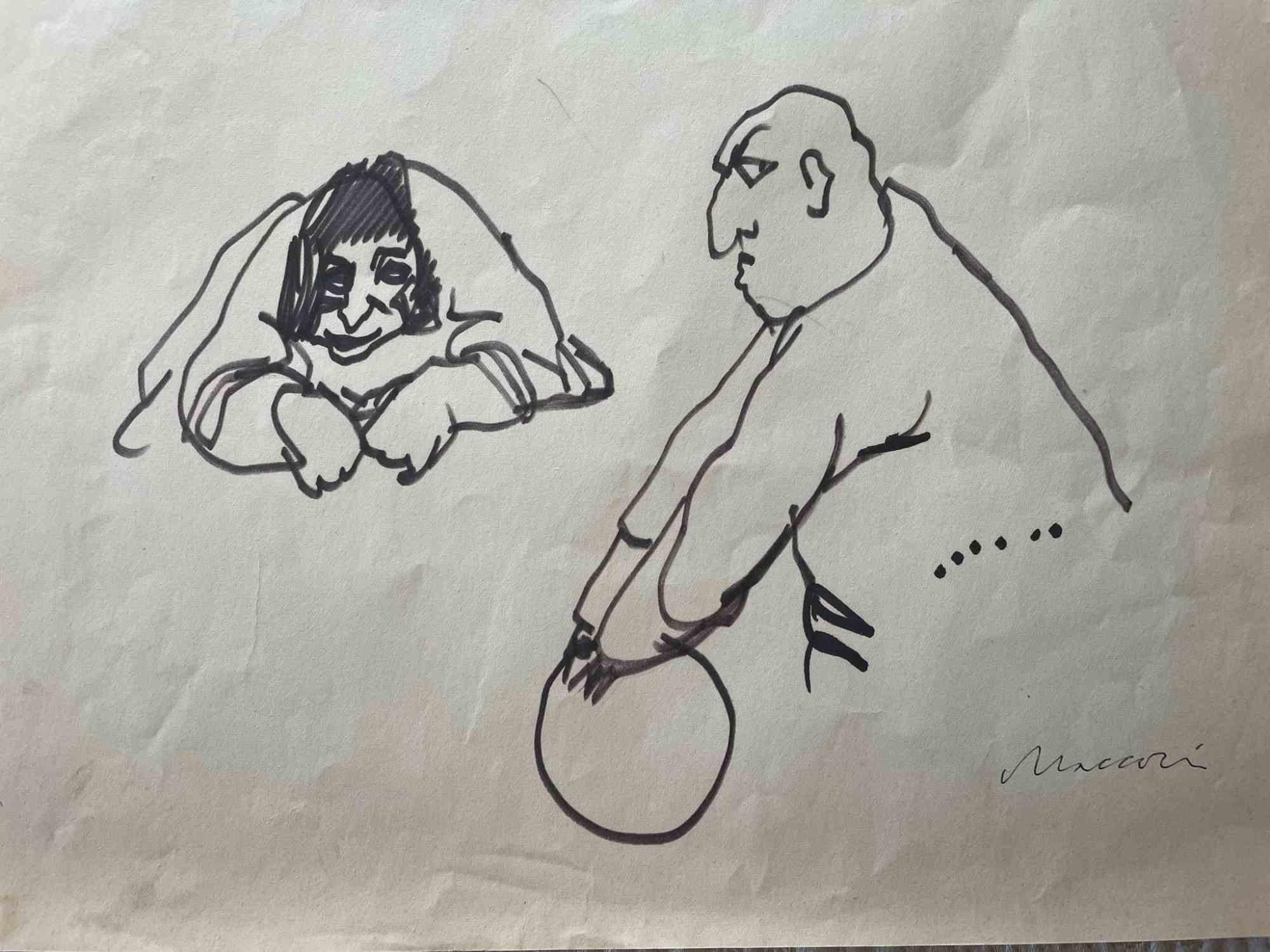 Figuren ist ein Kunstwerk von Mino Maccari (1924-1989) aus dem Jahr 1960.

Zeichenstift auf vergilbtem Papier. Handsigniert am unteren rechten Rand.

Gute Bedingungen.

Mino Maccari (Siena, 1924-Rom, 16. Juni 1989) war ein italienischer