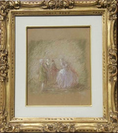 Scene with figures - Pastel by Gaetano Previati - 19th Century