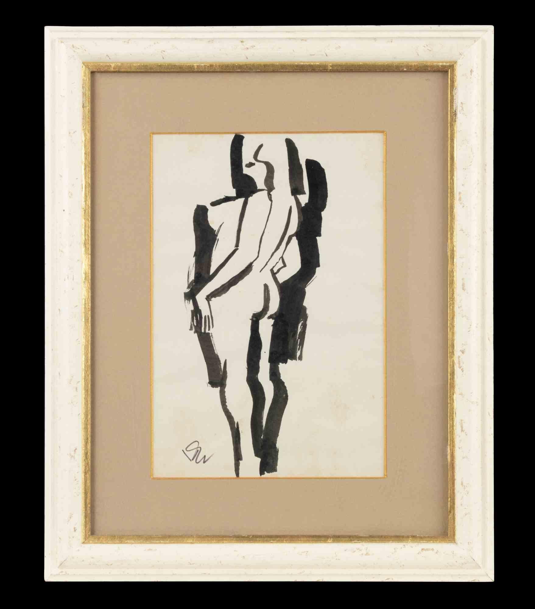 Female Nude - Watercolor by Luca Venna - Mid-20th Century
