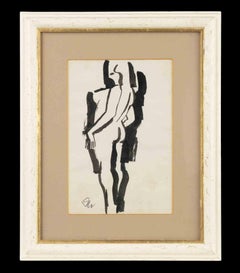 Vintage Female Nude - Watercolor by Luca Venna - Mid-20th Century