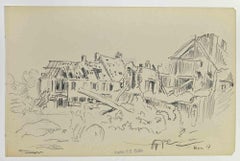 Maisons détruites - Dessin de Paul Emile Colin - Début du 20e siècle