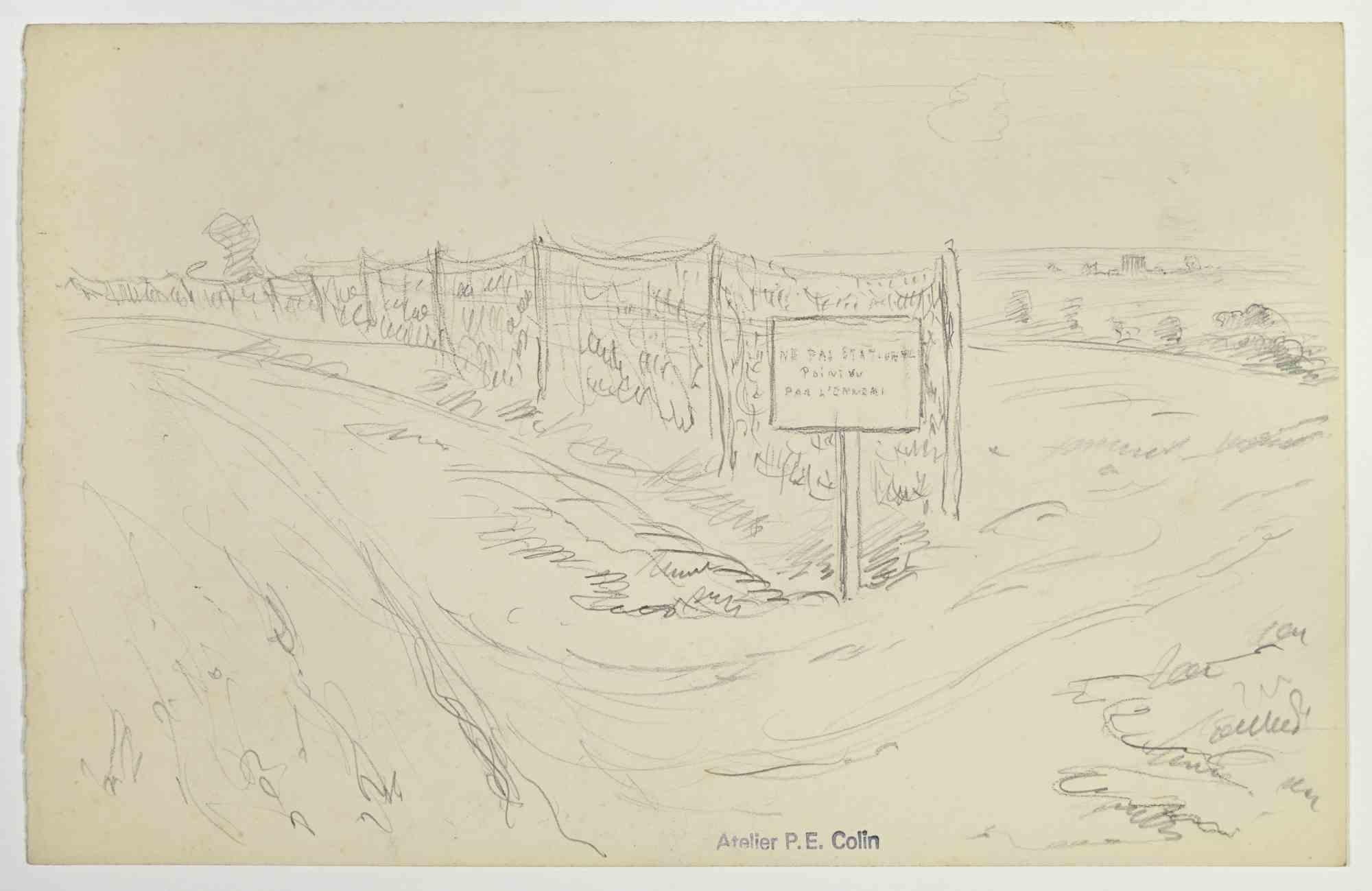 War Zone ist eine Zeichnung von Paul Emile Colin aus dem frühen 20. Jahrhundert.

Kohlestift auf elfenbeinfarbenem Papier

Auf der Unterseite gestempelt.

Guter Zustand mit leichten Stockflecken.

Das Kunstwerk wird durch geschickte ausdrucksstarke