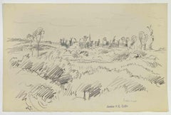 Landschaftslandschaft – Zeichnung von Paul Emile Colin – frühes 20. Jahrhundert